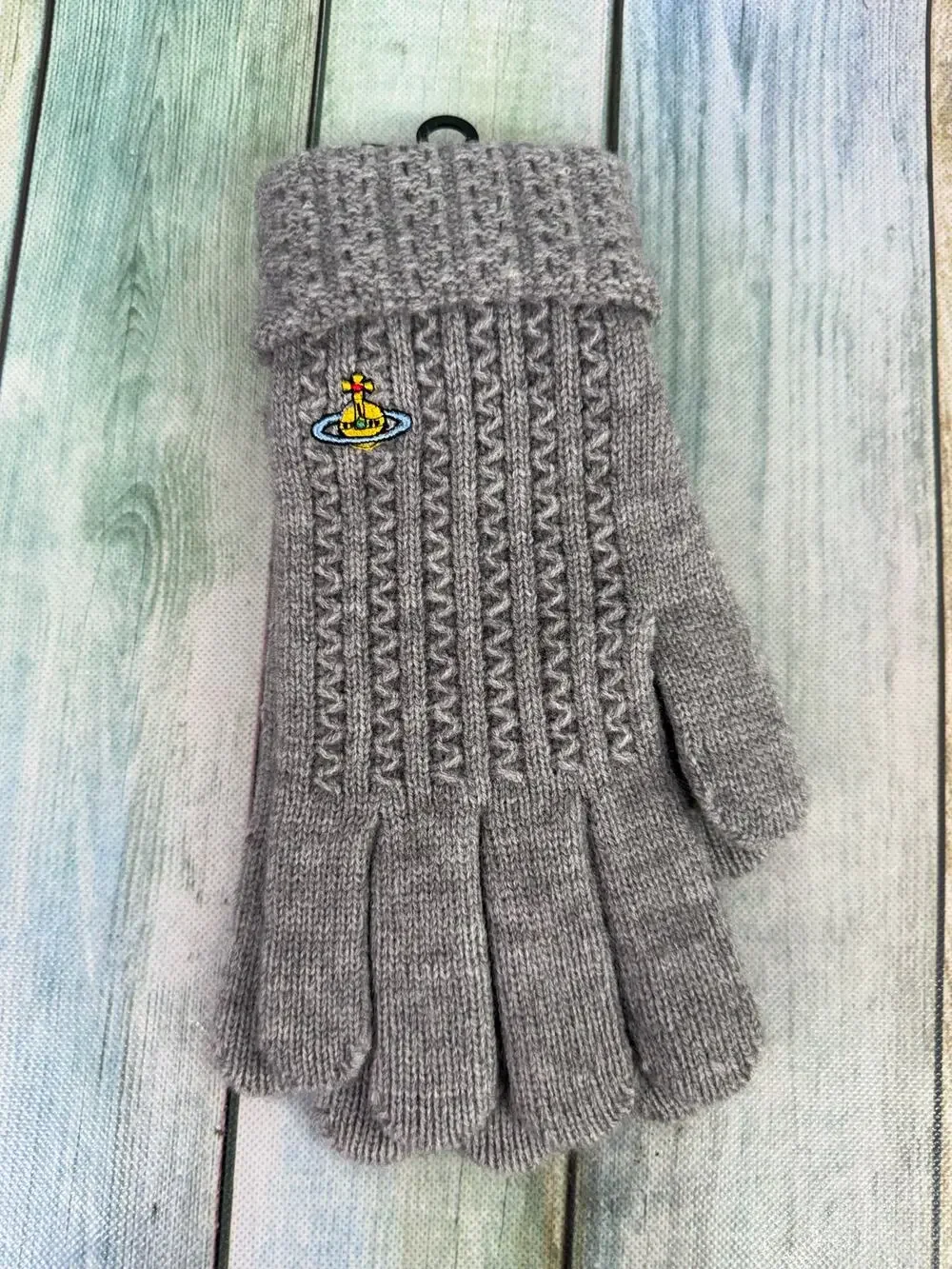 Vivienne Westwood Knit Gloves Grey NEW Logo Winter Soft Gloves